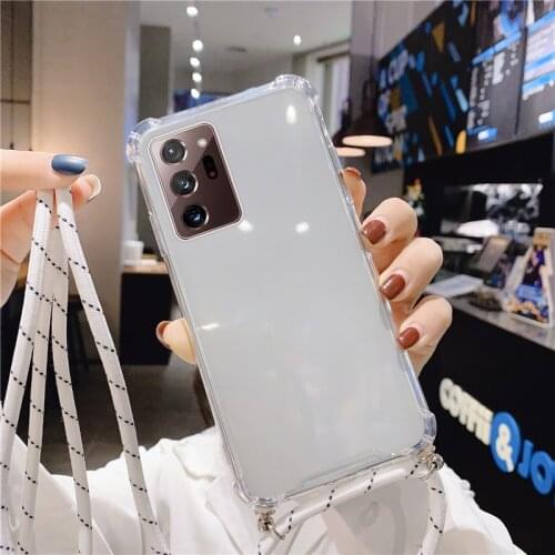 Luxury Lanyard Silicone Phone Case For Samsung Galaxy S21 S20 S10 S9 S8 Note 20 10 9 8 Lite Plus Ultra-thin Necklace Strap Cover