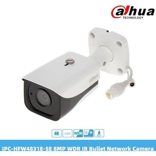Dahua IPC-HFW4831E-SE 8MP WDR IR Mini Bullet Network Camera IP67 PoE H.265 & H.264 Dual-Stream Encoding 1080P 2.8mm Fixed Lens