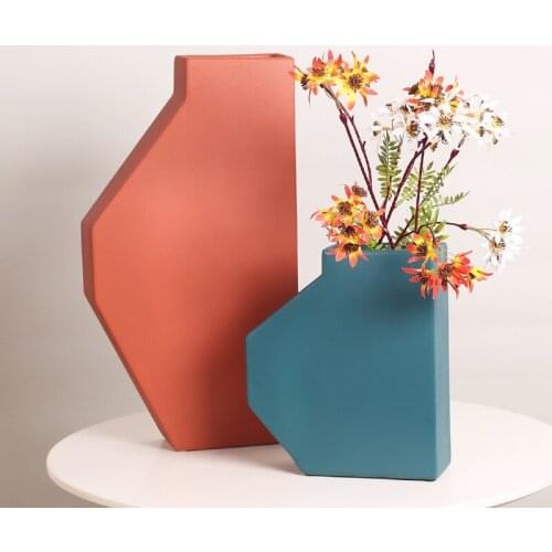 Nordic Minimalist Matte Ceramic Vase Morandi Color Geometric Bottle Modern Creative Porcelain Decoration Home Living Room Crafts