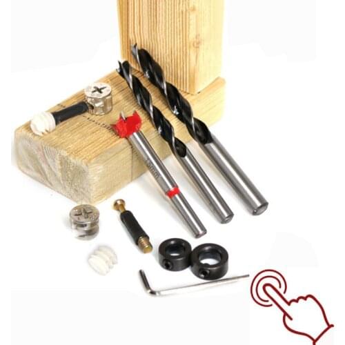 Door cabinet 3 in 1 connector Accessories woodworking hole puncher drill kit Eccentric wheel 8mm/10mm/15mm drill Accessories