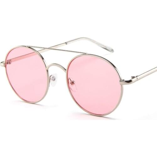 Men Women Retro Round Oversize Sunglasses Ladies Brand Designer vintage Pink Mirror Sun Classic Luxury Female Shades UV400