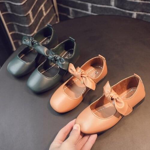 JY Children Girls PU Shoes Princess Bowknot Flat Casual 21-35 3Colors TB02