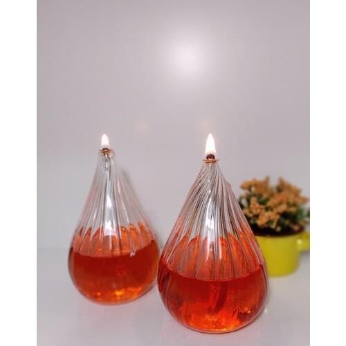 Viyale Store Carved Tulip St. Glass Oil Lamp Dual Set