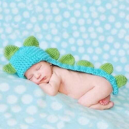 Fashion Handmade Girls Boys Cartoon Animal Wool Cap Cute Dinosaur Baby Crochet Knitted Hat Shorts Photography Clothes Suit Sets