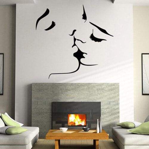 High quality abstract romantic love kissing vinyl wall stickers Art Mural wall decals home decor living room F-193