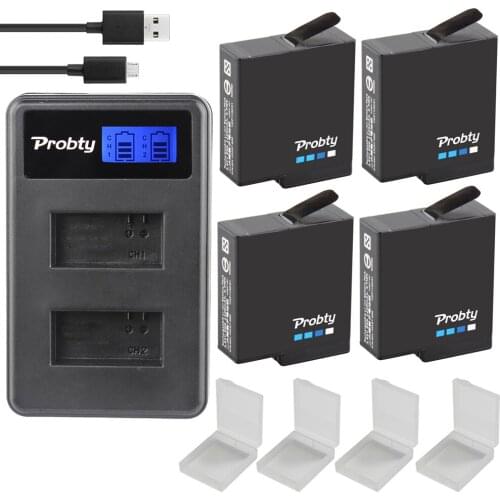 PROBTY 1680mAh Battery or 2 Slot Battery Charger Kit for Gopro Hero 7 Black Hero 6 Hero 5