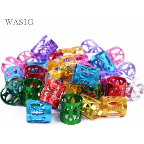 100 Pcs/Lot #Pink #Red #Blue #Golden #Silver Mixed Dreadlock Beads Adjustable Hair Braids Cuff Clip 8MM Hole Micro Ring Beads