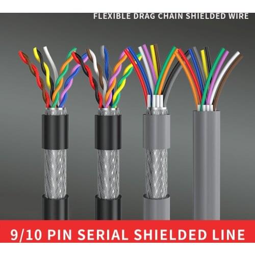 10pin DB9 9pin Shielding Wire Flexibility 9Pin RS232 RVSP Signal Data Wire RVSP Pure Copper Twisted Pair Shielded Cable