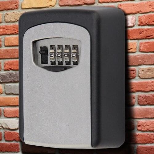 4 Digit Combination Key Safe Box Wall Mounted Key Secure Lock Box Durable Key Storage Lock Box High Security Outdoor Key Box