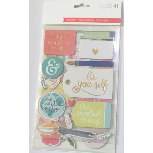 41pcs Gold Foil Be Yourself 3D Cardstock Die Cut Stickers for Scrapbooking Happy Planner/Card Making/Journaling Project Craft