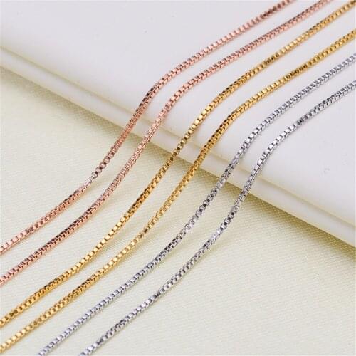 DIY Pearl accessories 925 sterling silver necklace plated platinum gold rose gold box chain