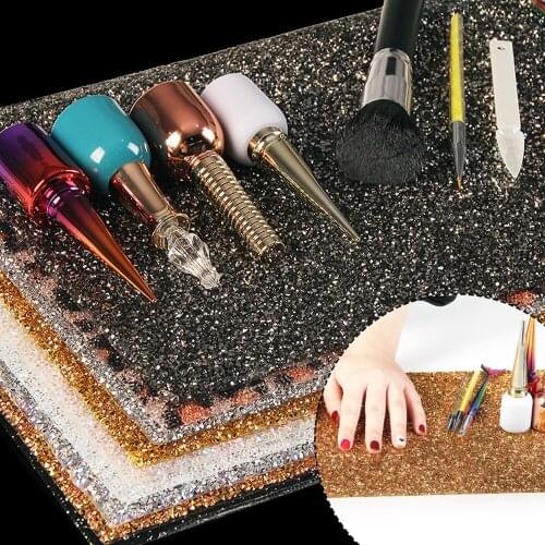 BQAN Diamond scrub Nail Mat Salon Practice Cushion Pillow Glitter Foldable Washable Pad Manicure Nail Art Table mats tool