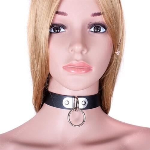Black Fetish PU Leather Collar Neck Strap Adjustable Belt Slave Fantasy Bondage BDSM Bondage Sex Product Adult Sex Toy For Lover