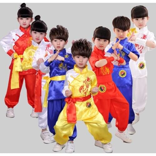 Children Chinese Traditional Wushu Clothing for Kids Martial Arts Uniform Kung Fu Suit Girls Boys Stage Performance Costume Set