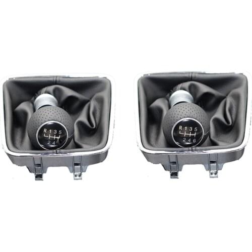 For VW Golf Plus 2005 2006 2007 2008 2009 2010 2011 2012 2013 2014 5/6 Speed Leather Car Gear Shift Konb Gaiter Shifter Knob
