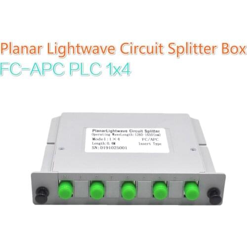 FC-APC PLC 1x4 splitter Fiber Optical waveguide Box FTTH PLC splitter 1*4 Planar Lightwave Circuit splitter box
