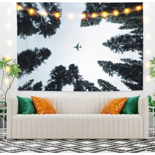 Beautiful Sky and Tree Landscape Tapestry Vintage Exotic Summer Plant Nature Frame for Bedroom Photography Wall Decor