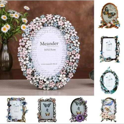 European Style Zinc Alloy Photo Frame Creative Floral Picture Frame Painting Frame Home Art Decor Wedding Birthday Gifts