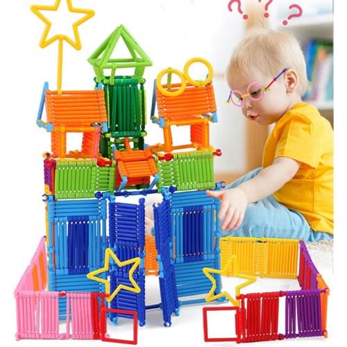 400pcs Kids Assembled DIY Smart Stick Building Block 3D Magic Wand Sticks Inserting Block Building Construction Blocks Model Toy