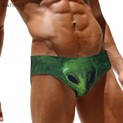 A298 sexy alien print swimsuits mayo men swim swimwear sunga men swimming suit bathing suit board surf swim trunk shorts