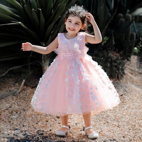 Baby Girl Dress 2020 Christmas Dress Baby Girls1 Year Birthday Party Flowers Dress Princess Dresses For Kids Bow-Knot Costume