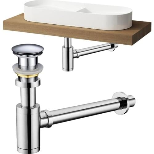 Bathroom Basin Bottle Trap Drain Modern Bathroom Sink P-Trap Set Pop Up Filter Chrome Basin Siphon Horse Accessory Renovation