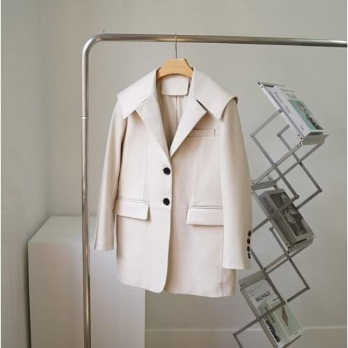 MENINA BONITA Spring Autumn Casual Women Real Genuine Sheepskin Leather Jacket Coat Belt Turn Down Collar Single Breasted Blazer