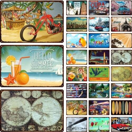 Retro Metal Tin Sign Travel City Pop Art Retro Poster Home Decoration Living Room Restaurant Bar Wall Iron Painting 20x30cm