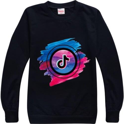 TIK TOK Spring and Autumn fashion childrens T-shirt boys and girls top round collar hoodie