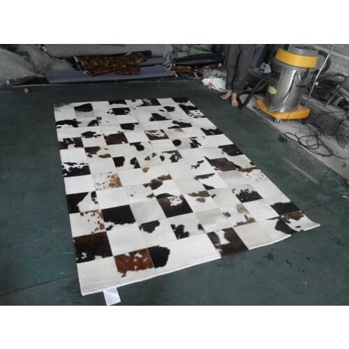 Fashionable art carpet 100% natural genuine cowhide leather custom size bath rugs