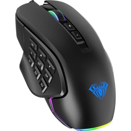 AULA RGB Wired Gaming Mouse 10000 DPI Side Buttons Macro Programmable Ergonomic 14 Keys Backlit Gamer Mice For Laptop Desktop PC