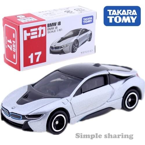 Takara Tomy Tomica No.17 BMW I8 CAR Model Kit 1/61 Scale Electric Vehicle Mould E-POWER Diecast Baby Toys Funny Magic Bauble