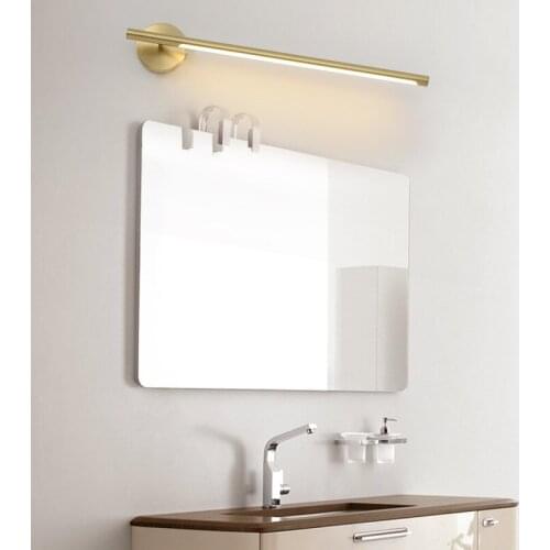 Nordic all copper simple LED mirror front lamp bathroom hand washing toilet wall lamp dressing counter make up all copper lamps