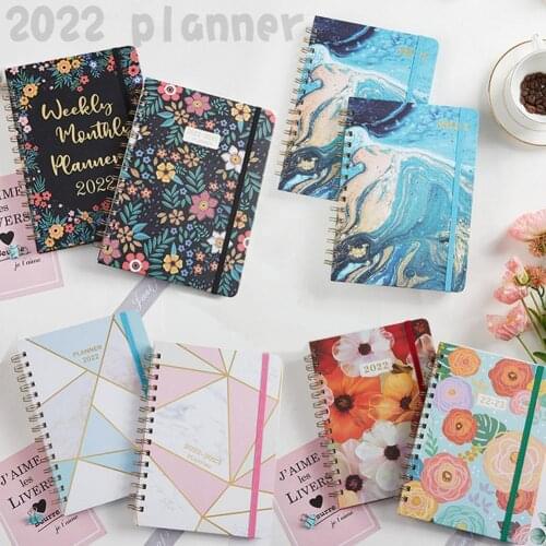2022 New A5 Notebook Flower Schedule Week Plan Coil Weekly Monthly This School Book Diary Day Plan Organizer Plan Stationer C9S7