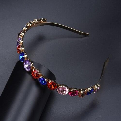 Luxury Fashion Hair Band Colorful Shiny Clear Full Round Crystal Stone Hairband Rhinestone Headbands For Women Wedding Jeweley