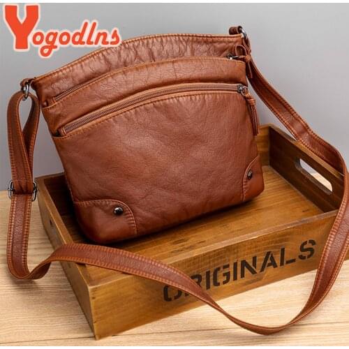 Yogodlns Luxury Shoulder Bag PU Leather Crossbody Bag Casual Messenger Bag Large Capacity Handbag Vintage Handle Bag Sac A Main