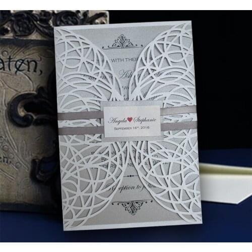 Handmade Wedding Invitation Cards, White Wedding Invitations, Laser Cut Invitation Cards