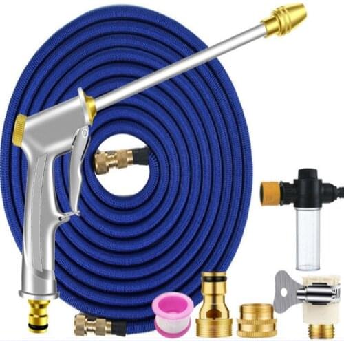 High pressure car wash water gun household telescopic hose powerful water pipe nozzle brush car watering gun watering can set