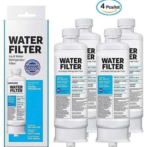 Replace Samsung DA97-17376B, HAF-QIN / EXP refrigerator water filter, 4 pieces