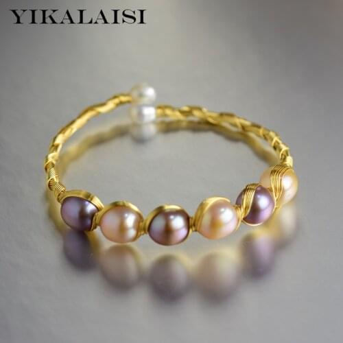 YIKALAISI Handmade Bracelet Natural Freshwater Pearl Bracelet Genuine 4-5/9-10mm Pearl Jewelry Style For Women