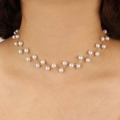 Elegant Pearl Choker Necklace Collar Necklaces Women Wedding Party Clavicle Chain Necklace Jewelry