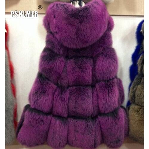 New Arrival Thicken Real Fox Fur Vest With Hood Warm Ladies Natural Fur Winter Coat Women Fashion Luxury Solid Color Women Coat
