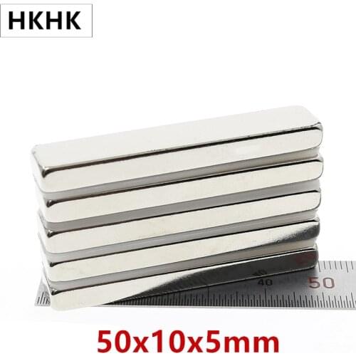 10pcs New 50 x 10 x 5 mm Super Strong Long Block Bar Magnet 50*10*5 Rare Earth Neodymium Permanent magnet Square magnet 50x10x5