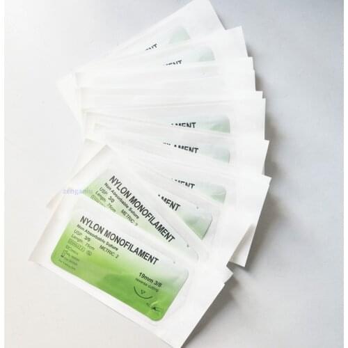 12 Pcs 75cm 2/0 3/0 Set Medical Needle Suture Nylon Monofilament Thread Suture Practice Kit Teaching Demonstrations Exercises