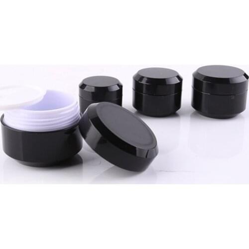 12 x 5g 15g 30g Black Double Wall Plastic Round Cream Bottle Jars Pot Container For Nail Art Gel Glitter Storage