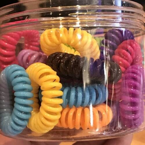 20PCS/BOX Colorful Hairband Hair Rope Elastic Rubber Telephone Wire Scrunchies Ponytail Band Hair Accessories No Crease Coil