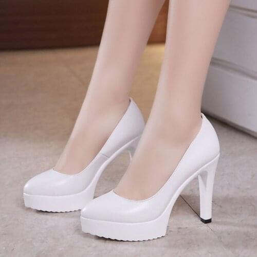 2019 professional womens shoes high heels white model cheongsam catwalk shoes dress interview tip ceremonial work shoes women