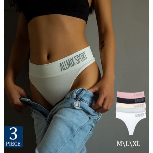 3pcs/lot Womens sports underwear sexy wide-waisted letters sports fitness mid-high-waist seamless ladies briefs thongs T-pants