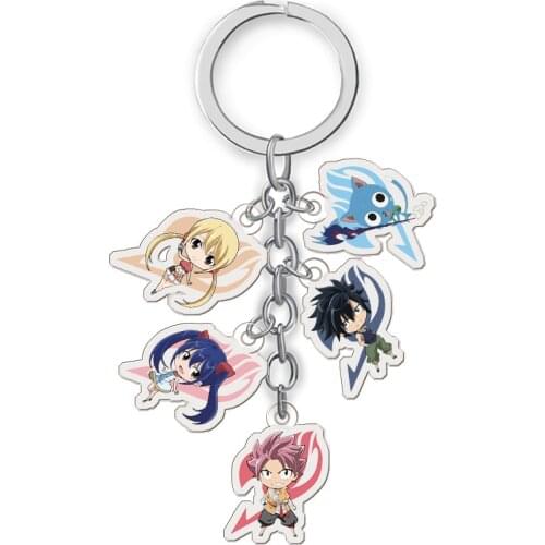 Anime Acrylic Keychain FAIRY TAIL Two Side Print Car Key Chain Cartoon Figure Holder Best Friend Keyring Gift