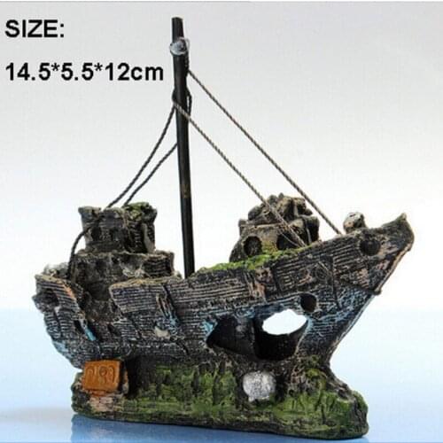Aquarium Fish Tank Landscaping Shipwreck Pirate Ship Decoration Resin Boat Accessories Furniture Pet fish Tank Decorations